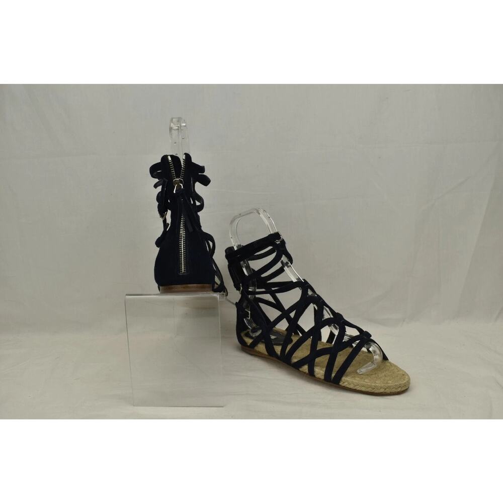 NEW MIU MIU PRADA BLUE SUEDE ESPADRILLES GLADIATOR BUCKLES ZIP FLATS SANDALS 38 - Picture 9 of 9